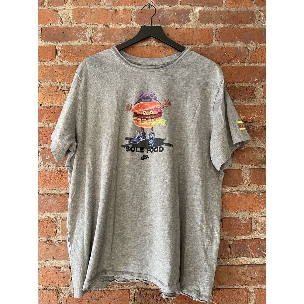 Nike‎ Sole Food Shirt Men 2XL / XXL Gray Burger Embroidered